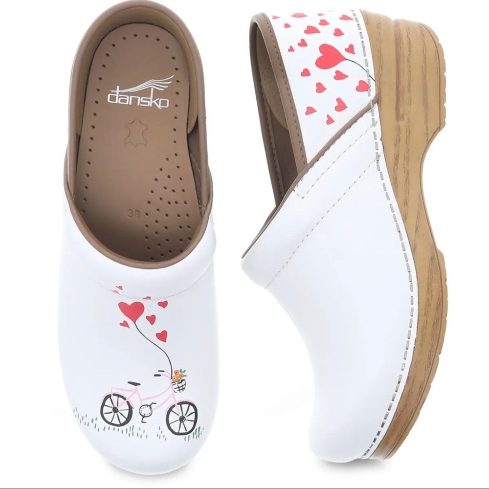 Dansko Twin Pro Leather Clogs with bicycle detail